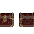 Ornate Vintage Treasure Chests With Gemstone Accents And Metal Fittings