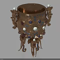 Ancient Ornate Gold Wine Cup With Dragon Handles And Gemstone Embellishments