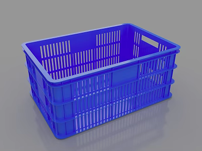 Blue Plastic Storage Bin With Perforated Design And Handles For Home Organization 3d model
