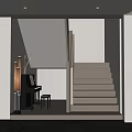 Modern Interior Staircase Design With Illuminated Steps Wooden Slats And Piano