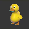 Bright Yellow Rubber Duck Toy With Orange Beak And Shiny Surface