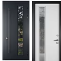 Modern Black And White Hinged Doors With Glass Panels And Outdoor View