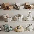 Cream Style Single Sofa Lazy Sofa Casual Sofa 3d model