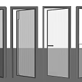 Four Glass Doors With Black Frames In Various Opening States 3d model
