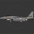 Fighter Jet Model With White Body Red Markings And Missiles On