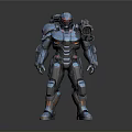Futuristic Mech Weapon Design With Blue Armor And Arm Mounted Cannon