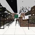 Cozy Milk Tea Shop Interior With Chalkboard Menu Brick Wall Counter And Hanging Lights