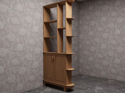 Modern Wooden Entryway Cabinet Sideboard With Multiple Shelves And Storage Doors 3d model