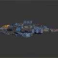 Detailed Blue Gray Spaceship Model With Yellow Cockpit And Complex Structure 3d model