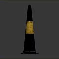 Black And Yellow Striped Traffic Cone With Base Mat On Gray Background