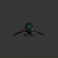 Futuristic Purple And Green Mechanical Structure With Curved Green Top And Metallic Supports