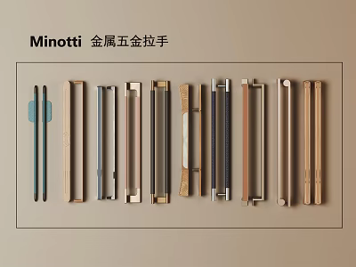 Minotti Metal Hardware Handles Showcasing Various Modern Styles and Quality Craftsmanship 3d model