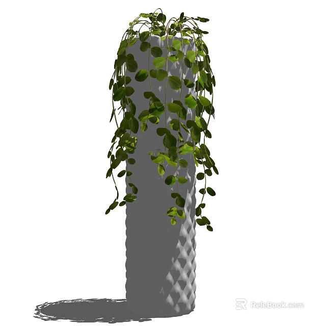 Hanging Bonsai Potted Plant With Lush Green Leaves And Textured Pot Design 3d model 