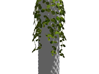 Hanging Bonsai Potted Plant With Lush Green Leaves And Textured Pot Design 3d model