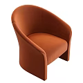Orange Velvet Leisure Chair With Modern Curved Backrest And Comfortable Armrests