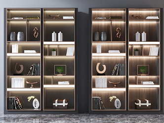 Modern Bookcase Solid Wood Bookcase Decorative Cabinet Combination 3d model