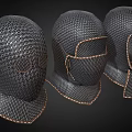 Medieval Chainmail Helmets With Leather Trim For Historical Protection Gear