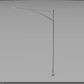 Modern Outdoor Street Lamp With Curved Metal Arm And Sleek Pole Design