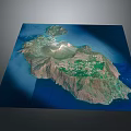 Island Mountain Garden Landscape With Lush Green Vegetation And Blue Ocean View