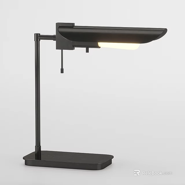 Modern Black Table Lamp With Adjustable Arm And LED Light For Home Office 3d model 