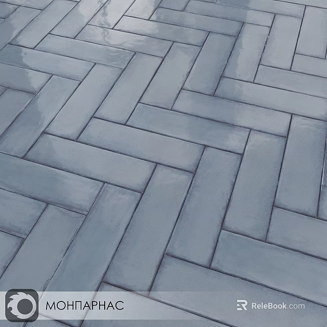 Stylish Gray Herringbone Pattern Floor Tiles For Modern Interior Design 3d model 