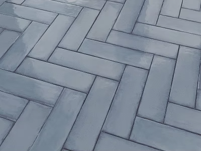 Stylish Gray Herringbone Pattern Floor Tiles For Modern Interior Design 3d model
