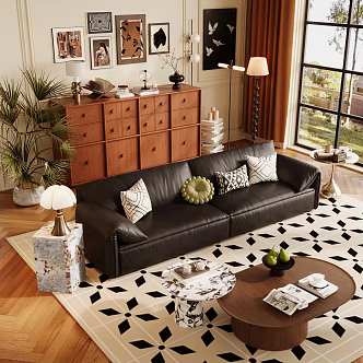 Vintage Sofa Combination Decorative Cabinet Storage Cabinet Living Room Sofa Coffee Table Combination Antique Living Room Antique Multiplayer Sofa Antique Decorative Cabinet Side Cabinet 3d model