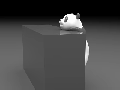 Artistic Panda Sculpture Carving Design With Cube Base And Lifelike Features 3d model
