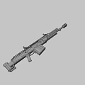 Black Tactical Machine Gun Featuring Long Barrel Box Magazine Ergonomic Grip And Metallic Stock
