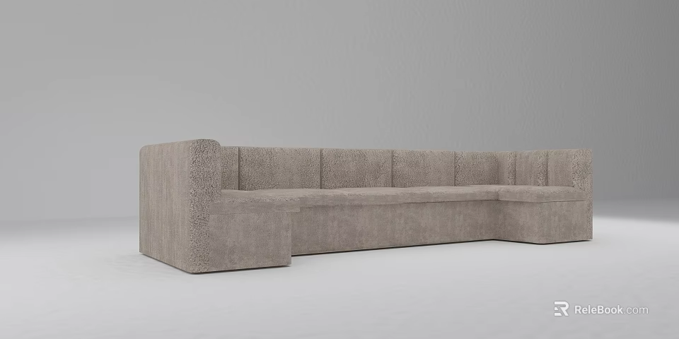 Gray Fabric Spacious Sectional Sofa Modern Minimalist Interior Design For Living Room 3d model