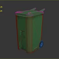 Green Household Waste Bin With Wheels Handles And Lid For Daily Use