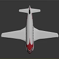 Red And White Aerospace Aircraft Model With Gray Background And Reflective Surface