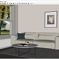 Modern double sofa coffee table floor lamp combination 3d model