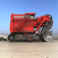 Red Tracked Functional Vehicle With Massive Bucket For Industrial Construction Sites 3d model