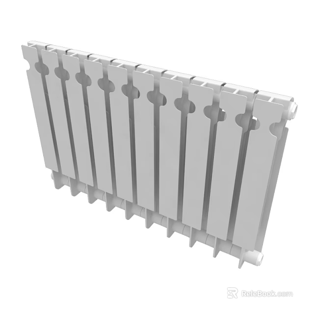 Efficient Modern White Metal Radiator For Home Heating With Vertical Fin Design 3d model 