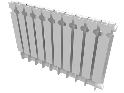 Efficient Modern White Metal Radiator For Home Heating With Vertical Fin Design 3d model