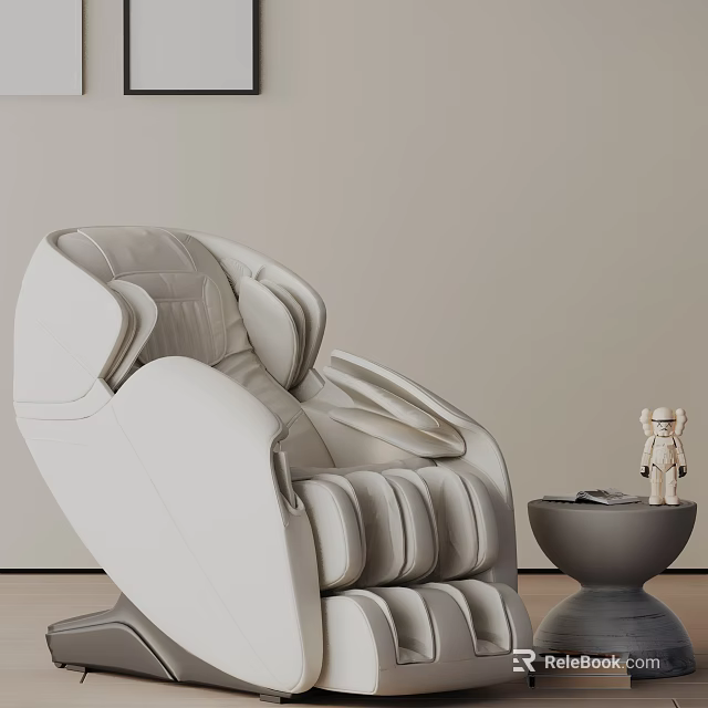 Modern Light Leather Leisure Chair with Comfortable Design and Side Bear Decor 3d model 
