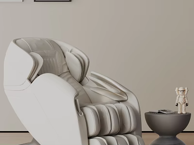 Modern Light Leather Leisure Chair with Comfortable Design and Side Bear Decor 3d model