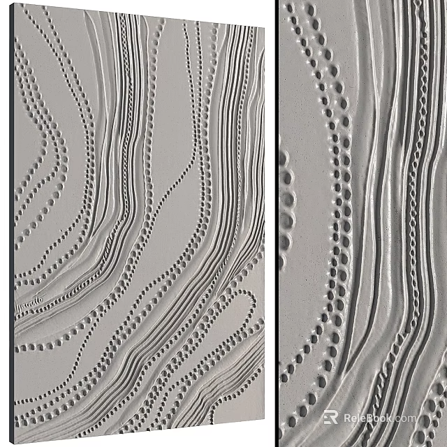 Abstract Painting With Flowing Lines And Dotted Patterns In Gray Tones 3d model 