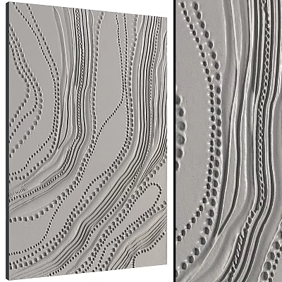 Abstract Painting With Flowing Lines And Dotted Patterns In Gray Tones 3d model