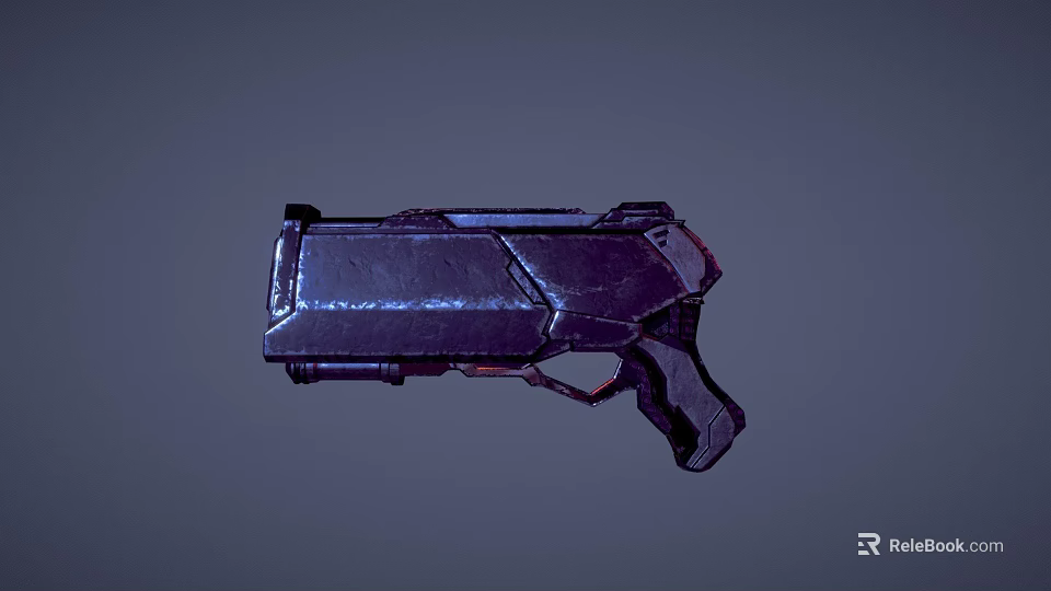 Futuristic Sci Fi Weapon 3D Rendered Handgun With Metallic Sleek Structure And Dark Purple Color 3d model 