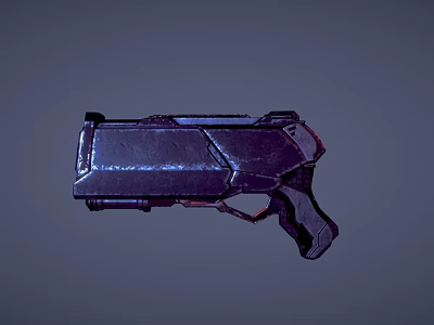Futuristic Sci Fi Weapon 3D Rendered Handgun With Metallic Sleek Structure And Dark Purple Color 3d model