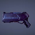 Futuristic Sci Fi Weapon 3D Rendered Handgun With Metallic Sleek Structure And Dark Purple Color