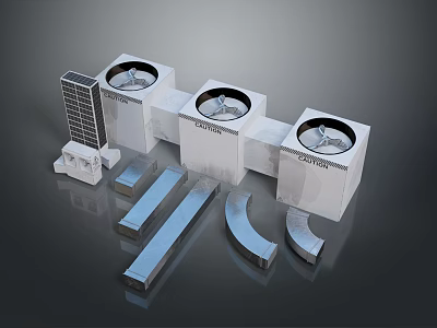 Systemair Ventilation Units With Solar Panel And Metal Components Installation Parts 3d model