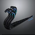3D Rendered Mythical Two Headed Snake With Scaled Body And Blue Glowing Stripes