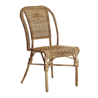 Natural Wicker Chair With Rattan Cane Weave And Classic Rustic Design Features 3d model