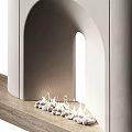 Sleek Modern Fireplace With Arched Opening And Built In Lighting 3d model