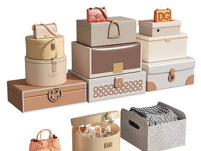 Stylish Decorative Storage Baskets For Home Organization With Various Designs And Colors 3d model