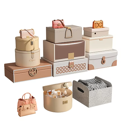 Stylish Decorative Storage Baskets For Home Organization With Various Designs And Colors 3d model
