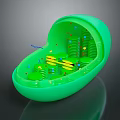 Green Oval Container Decorative Ornament Set With Layered Structure Golden Decorations And Blue Accents